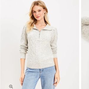 Loft Cozy Cable Half Zip Sweater